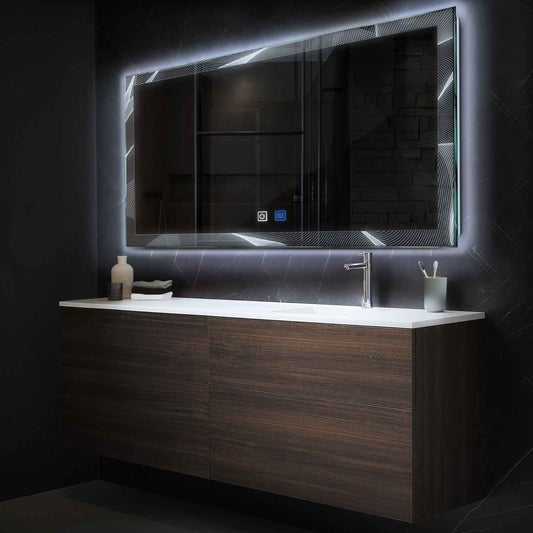 Oglinda LED Orizontala, Touch LED, Dimare, Dezaburire, LED 6000K Rece - Gama Simetria Model 2