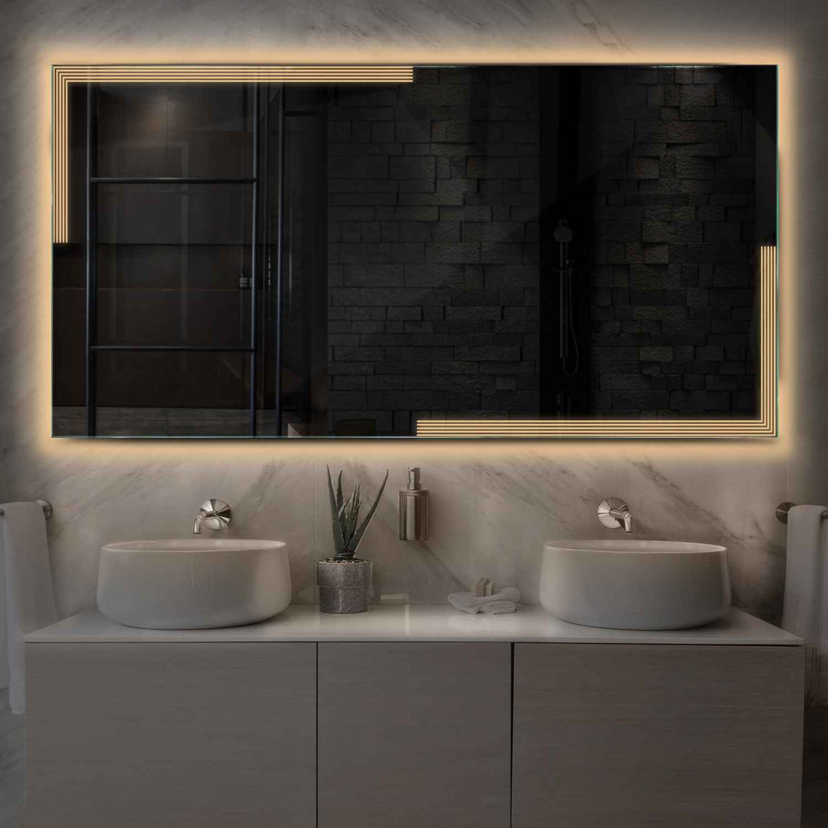Oglinda LED Orizontala, Fara functii, LED 3000K Cald - Gama Edge Model 2