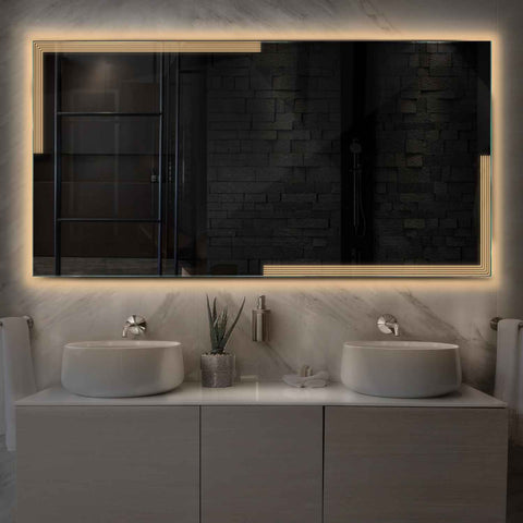Oglinda LED Orizontala, Fara functii, LED 3000K Cald - Gama Edge Model 2