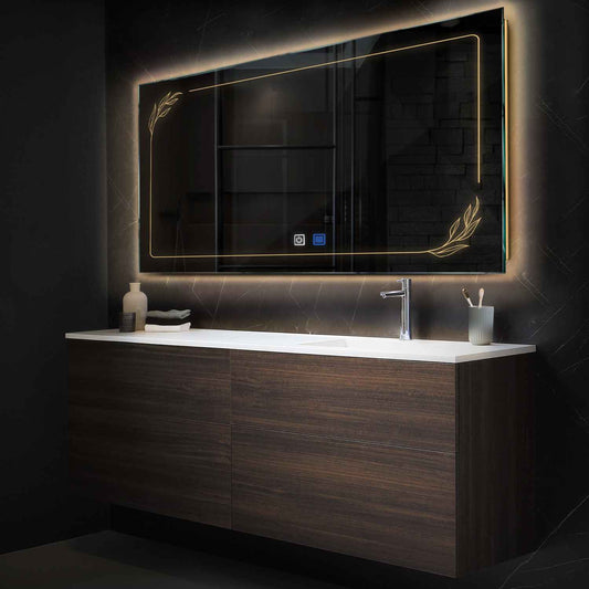 Oglinda LED Orizontala, Touch LED, Dimare, Dezaburire, LED 3000K Cald - Gama Good Vibes Model 1