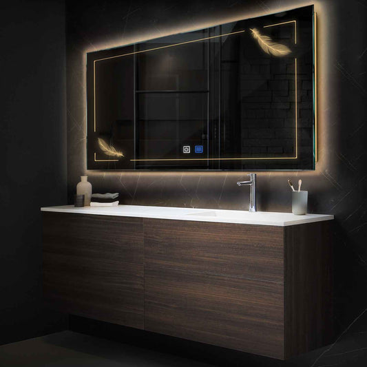 Oglinda LED Orizontala, Touch LED, Dimare, Dezaburire, LED 3000K Cald - Gama Good Vibes Model 2
