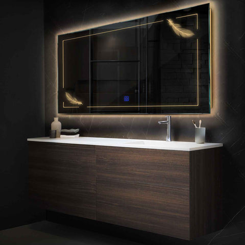 Oglinda LED Orizontala, Touch LED, Dimare, LED 3000K Cald - Gama Good Vibes Model 2