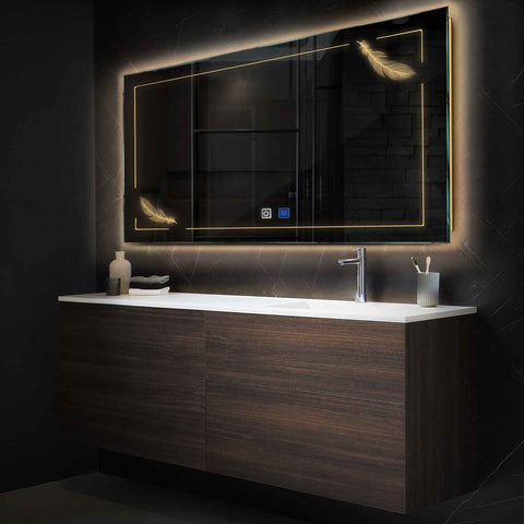 Oglinda LED Orizontala, Touch LED, Dimare, Dezaburire, LED 3000K Cald - Gama Good Vibes Model 2