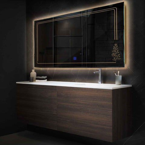 Oglinda LED Orizontala, Touch LED, Dimare, LED 3000K Cald - Gama Good Vibes Model 3