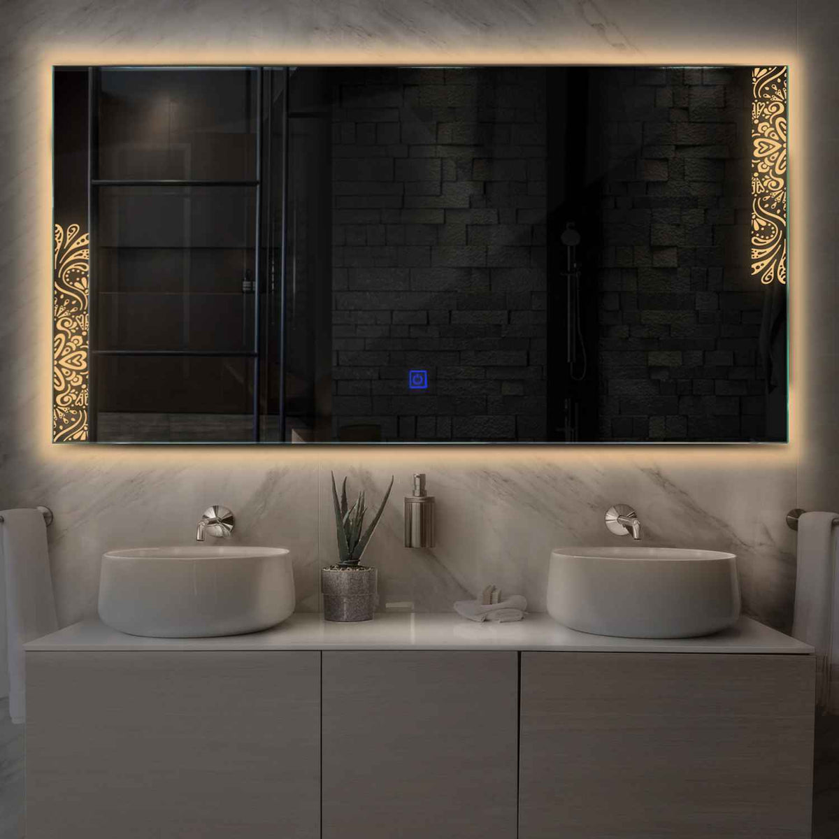 Oglinda LED Orizontala, Touch LED, Dimare, LED 3000K Cald - Gama Good Vibes Model 4