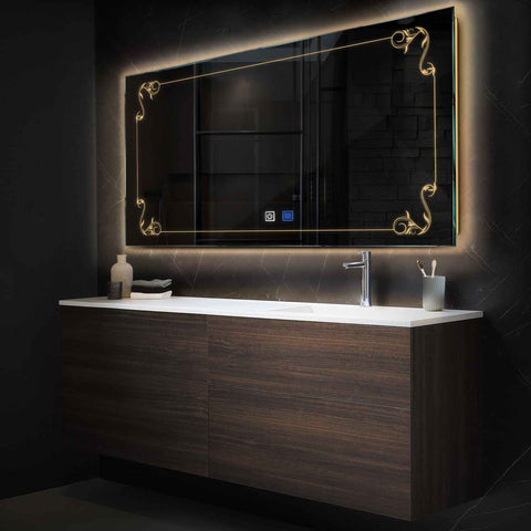 Oglinda LED Orizontala, Touch LED, Dimare, Dezaburire, LED 3000K Cald - Gama Good Vibes Model 5