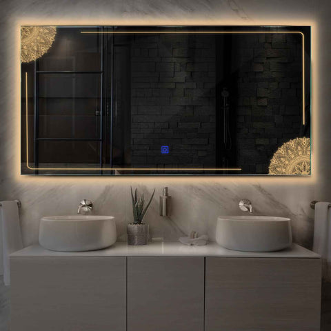 Oglinda LED Orizontala, Touch LED, Dimare, LED 3000K Cald - Gama Good Vibes Model 7