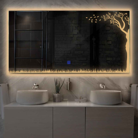 Oglinda LED Orizontala, Touch LED, Dimare, LED 3000K Cald - Gama Good Vibes Model 8