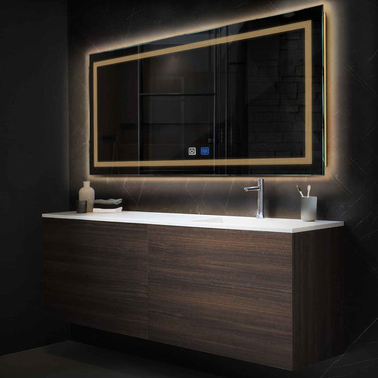 Oglinda LED Orizontala, Touch LED, Dimare, Dezaburire, LED 3000K Cald - Gama Minimal Model 1