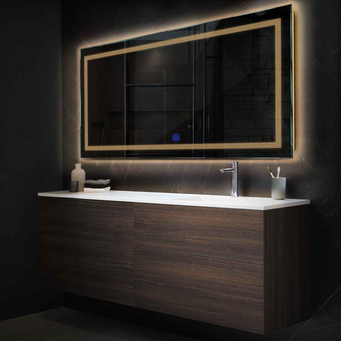 Oglinda LED Orizontala, Touch LED, Dimare, LED 3000K Cald - Gama Minimal Model 1