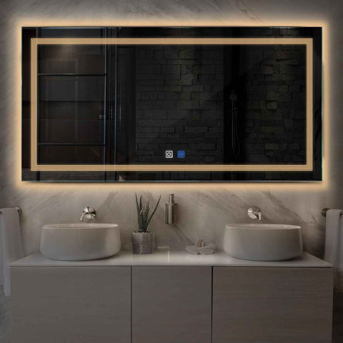 Oglinda LED Orizontala, Touch LED, Dimare, Dezaburire, LED 3000K Cald - Gama Minimal Model 1