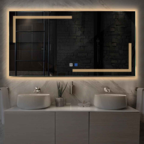 Oglinda LED Orizontala, Touch LED, Dimare, Dezaburire, LED 3000K Cald - Gama Minimal Model 2