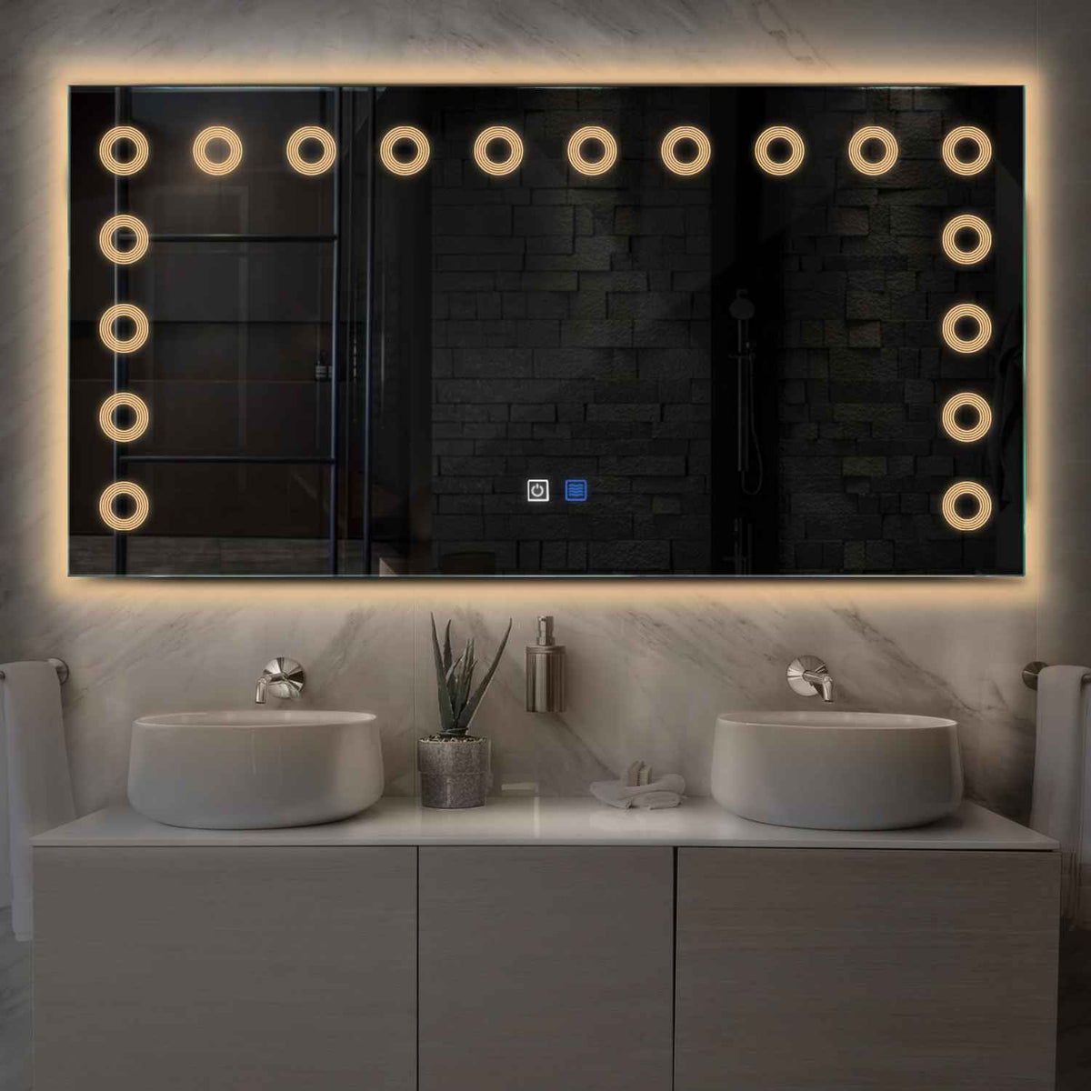 Oglinda LED Orizontala, Touch LED, Dimare, Dezaburire, LED 3000K Cald - Gama Minimal Model 4