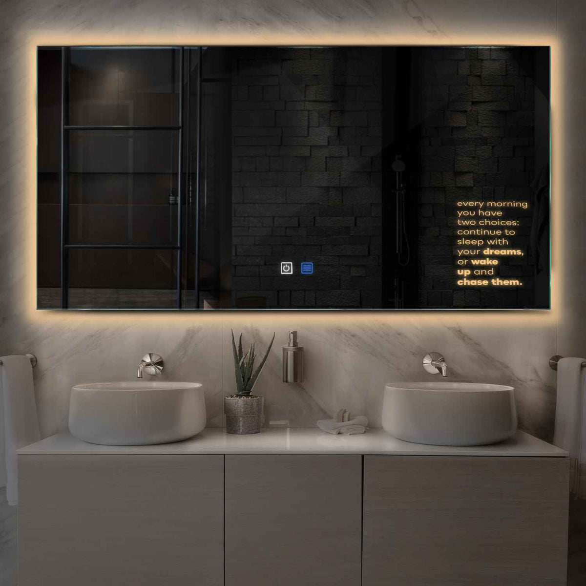 Oglinda LED Orizontala, Touch LED, Dimare, Dezaburire, LED 3000K Cald - Gama Motivated Model 2