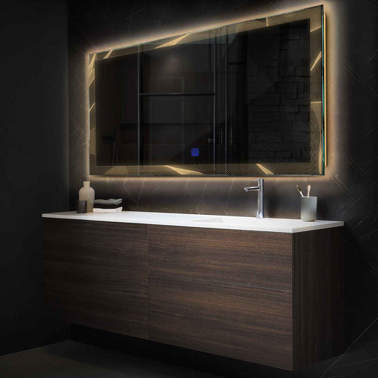 Oglinda LED Orizontala, Touch LED, Dimare, LED 3000K Cald - Gama Simetria Model 2