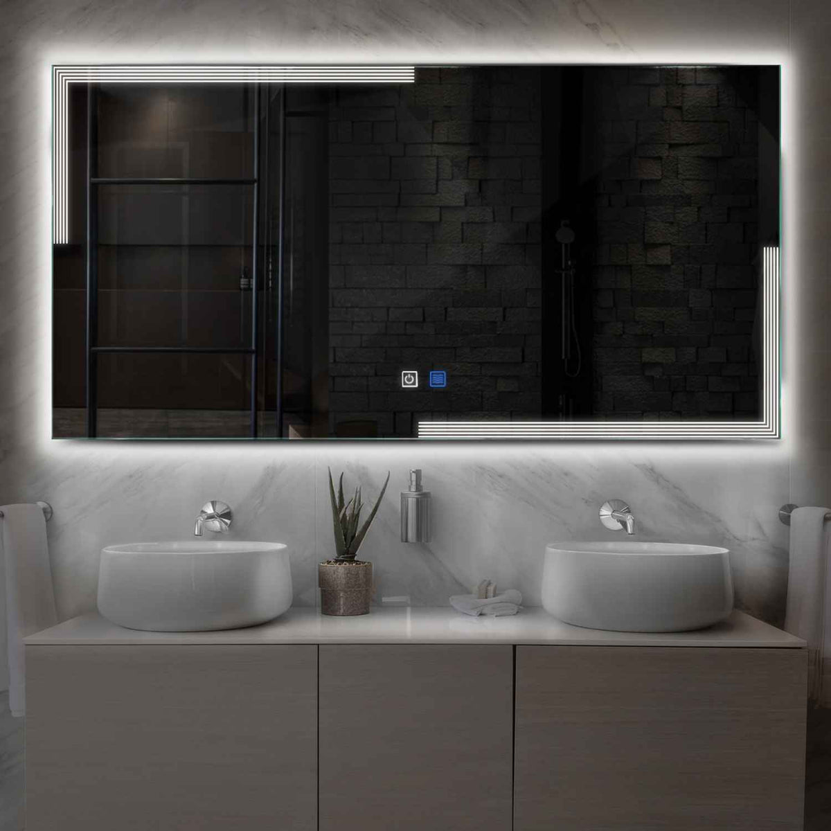 Oglinda LED Orizontala, Touch LED, Dimare, Dezaburire, LED 4000K Neutru - Gama Edge Model 2