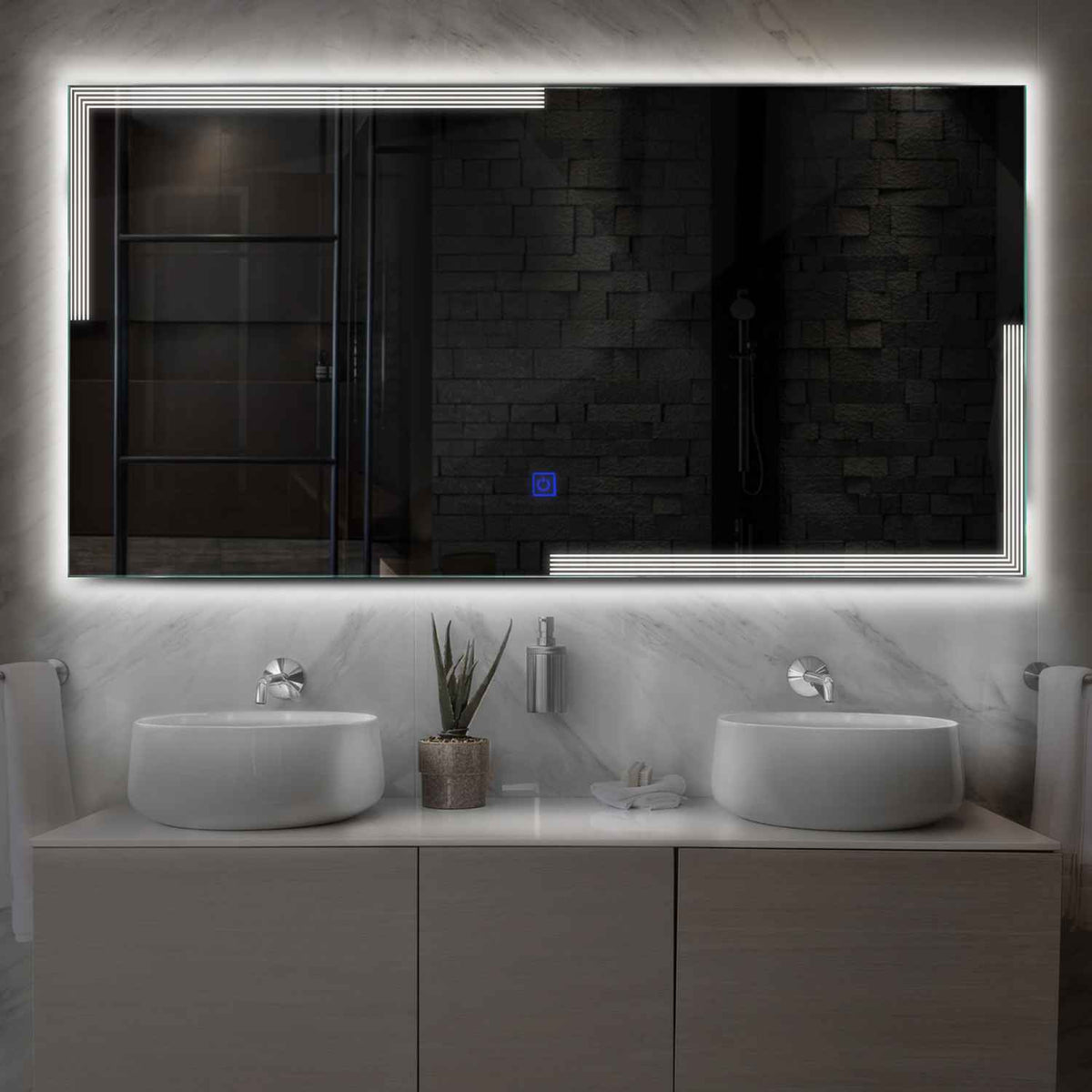 Oglinda LED Orizontala, Touch LED, Dimare, LED 4000K Neutru - Gama Edge Model 2