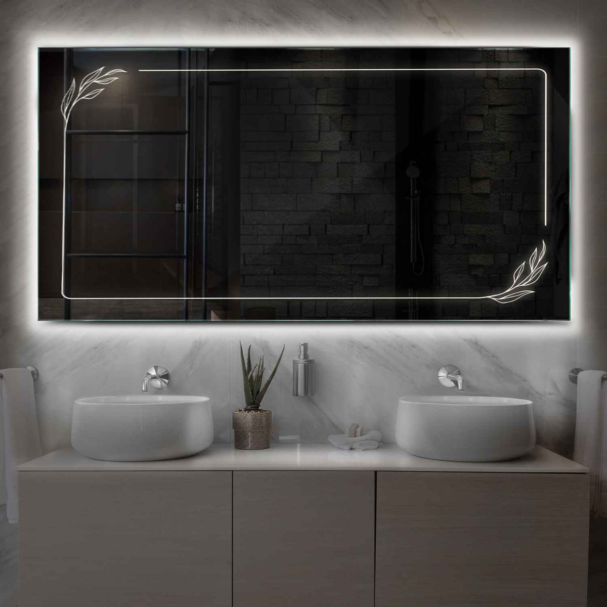 Oglinda LED Orizontala, Fara functii, LED 4000K Neutru - Gama Good Vibes Model 1