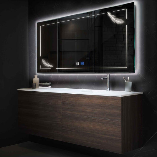 Oglinda LED Orizontala, Touch LED, Dimare, Dezaburire, LED 4000K Neutru - Gama Good Vibes Model 2