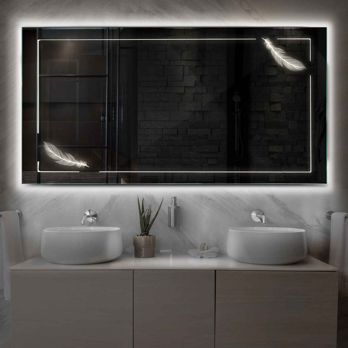 Oglinda LED Orizontala, Fara functii, LED 4000K Neutru - Gama Good Vibes Model 2