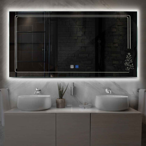 Oglinda LED Orizontala, Touch LED, Dimare, Dezaburire, LED 4000K Neutru - Gama Good Vibes Model 3
