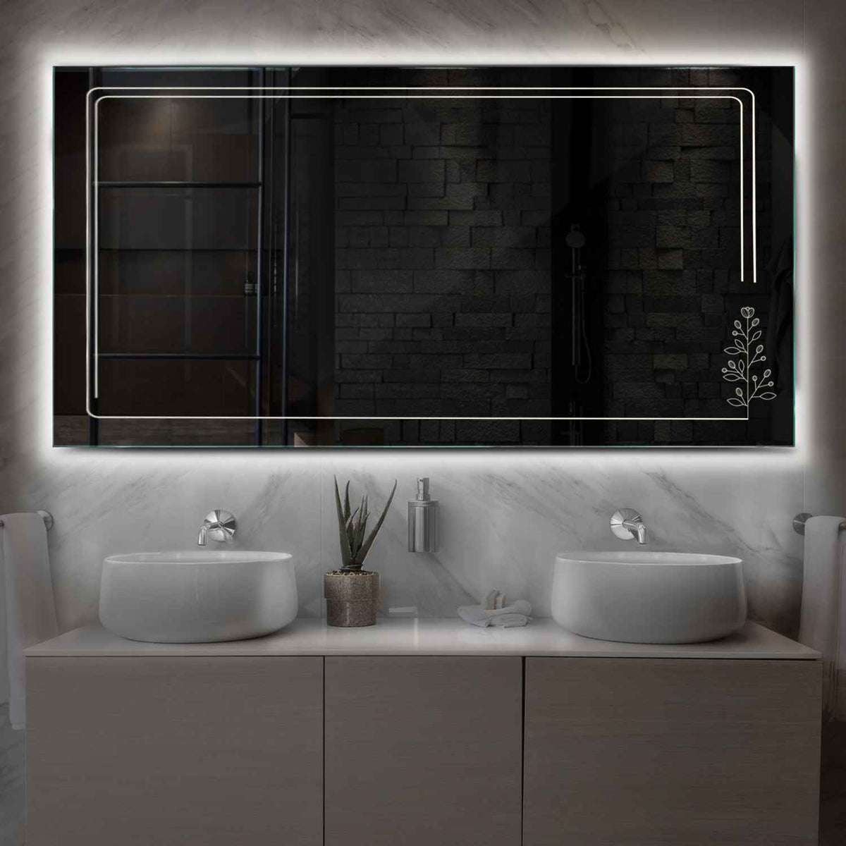 Oglinda LED Orizontala, Fara functii, LED 4000K Neutru - Gama Good Vibes Model 3