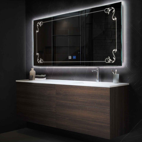 Oglinda LED Orizontala, Touch LED, Dimare, Dezaburire, LED 4000K Neutru - Gama Good Vibes Model 5