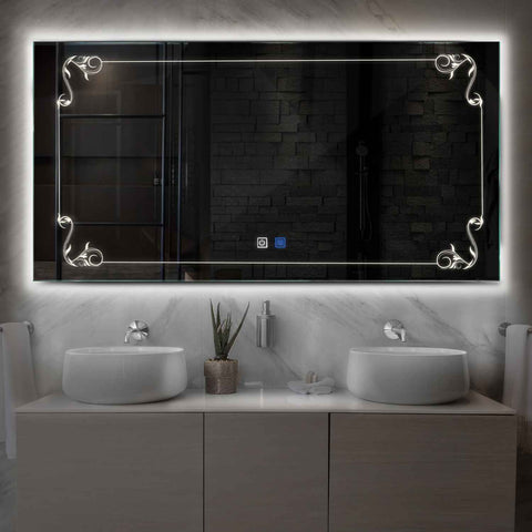 Oglinda LED Orizontala, Touch LED, Dimare, Dezaburire, LED 4000K Neutru - Gama Good Vibes Model 5