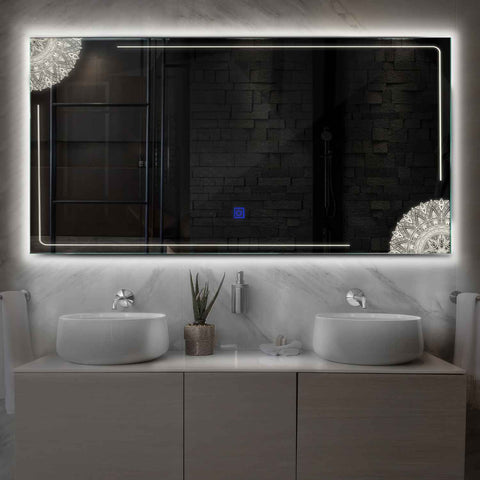 Oglinda LED Orizontala, Touch LED, Dimare, LED 4000K Neutru - Gama Good Vibes Model 7