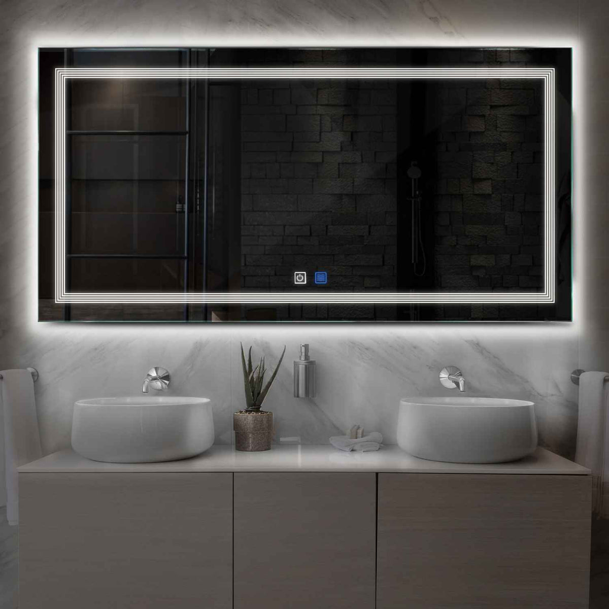 Oglinda LED Orizontala, Touch LED, Dimare, Dezaburire, LED 4000K Neutru - Gama Minimal Model 1