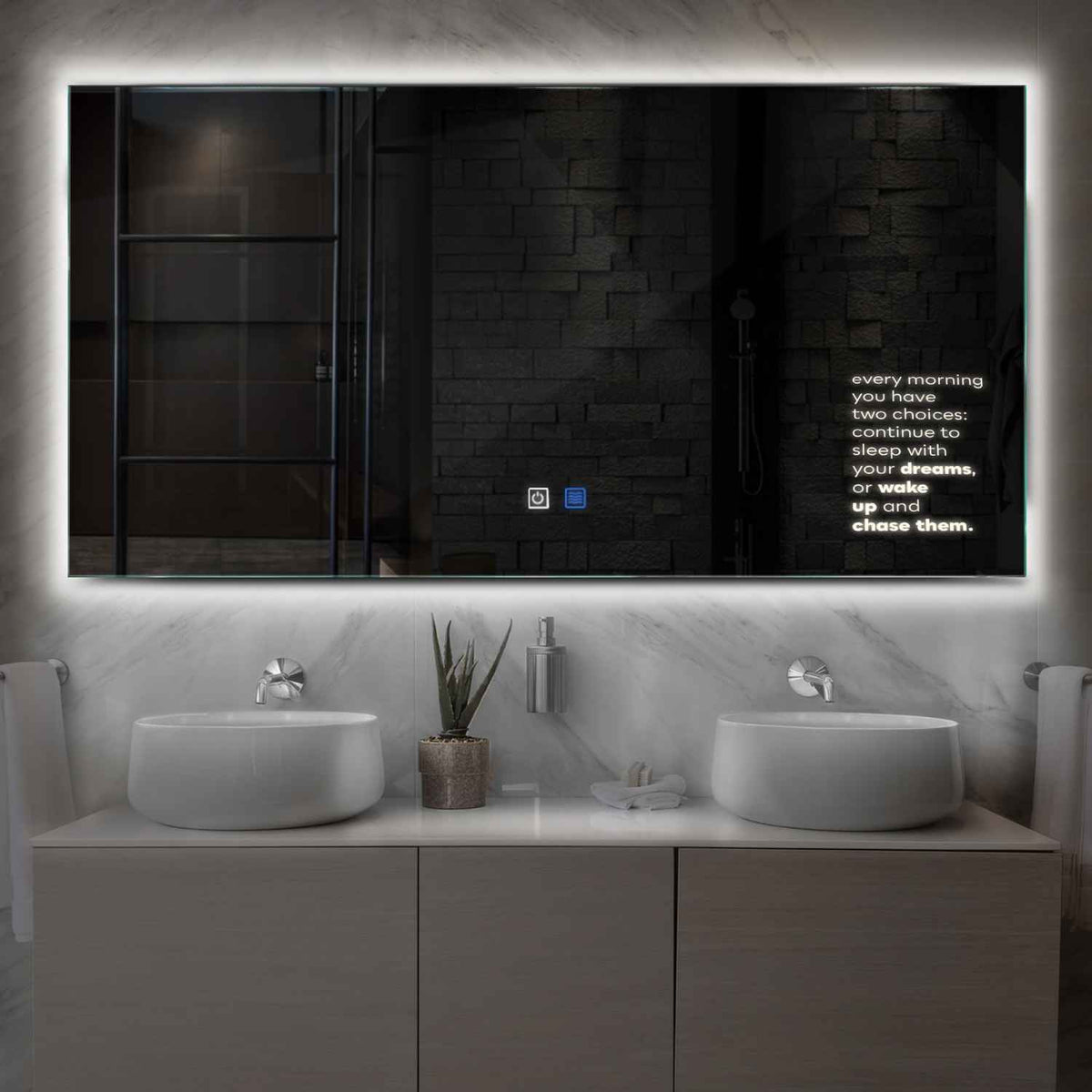 Oglinda LED Orizontala, Touch LED, Dimare, Dezaburire, LED 4000K Neutru - Gama Motivated Model 2