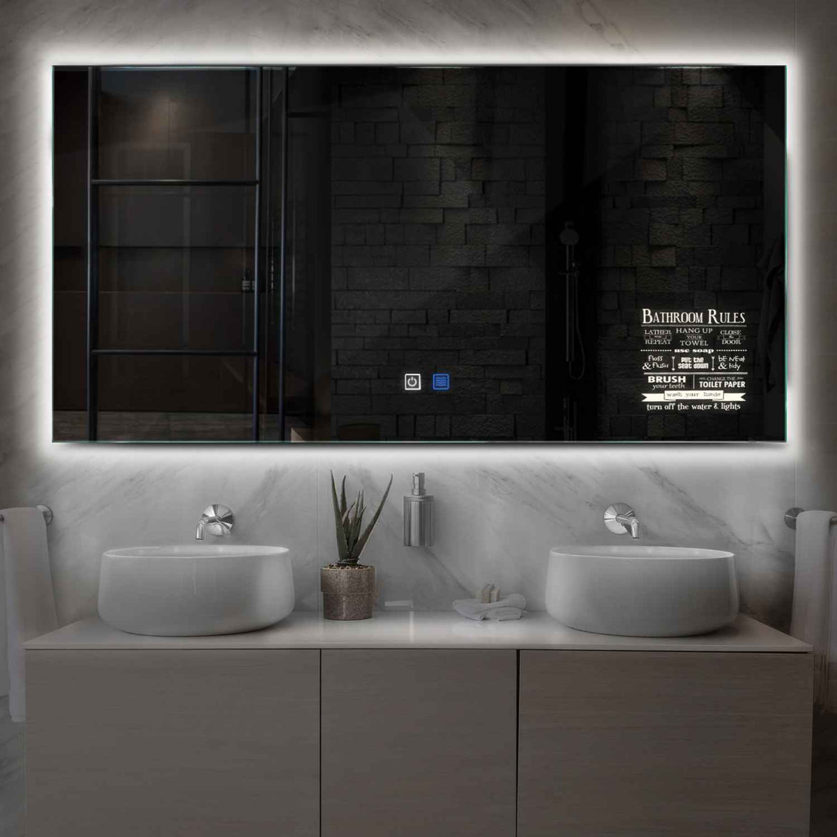 Oglinda LED Orizontala, Touch LED, Dimare, Dezaburire, LED 4000K Neutru - Gama Motivated Model 5