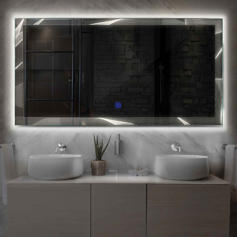 Oglinda LED Orizontala, Touch LED, Dimare, LED 4000K Neutru - Gama Simetria Model 2