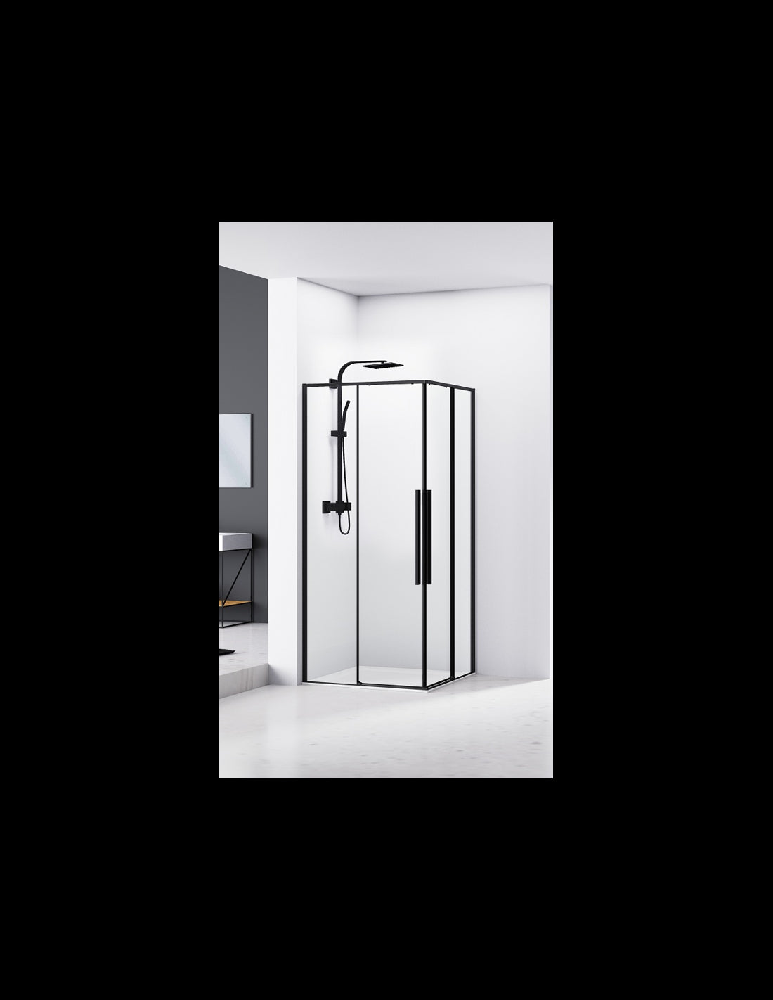 Cabina de dus cu doua usi culisante SPARKE model JACORE 05 BLACK