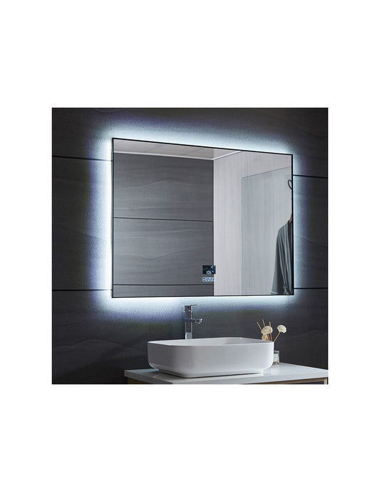 Oglinda LED cu rama din aluminiu 50x80 cm cu butoane touch si dezaburire SPARKE model MIROA  GLASS