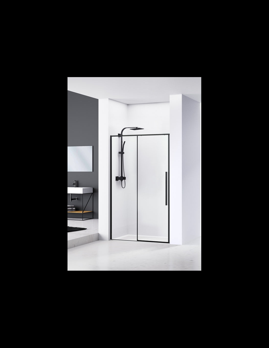 Cabina de dus cu o usa culisanta SPARKE model JACORE 02 BLACK